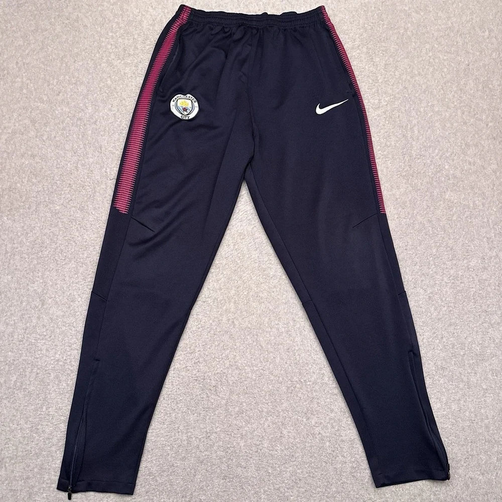 Nike Manchester City FC Sweatpants Joggers Mens‎ Medium Blue 2017/2018 Ankle Zip
